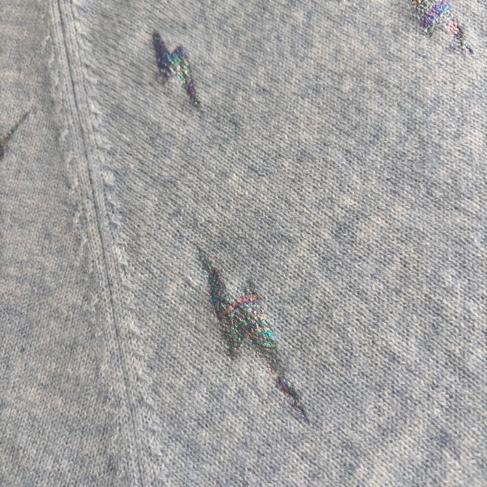 Brodie 100 % cashmere lightning Bolt iridescent jumper sweater Sz S celestial - Picture 6 of 10